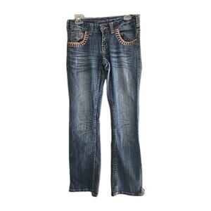 Cowgirl Tuff Co Blue Denim Bootcut Low Rise Western Jeans Womans Size 26x33